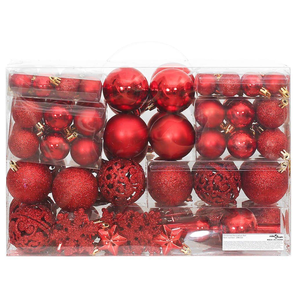 Polystyrol 111-tlg. vidaXL Christbaumschmuck (111-tlg) Rot Weihnachtskugel-Set