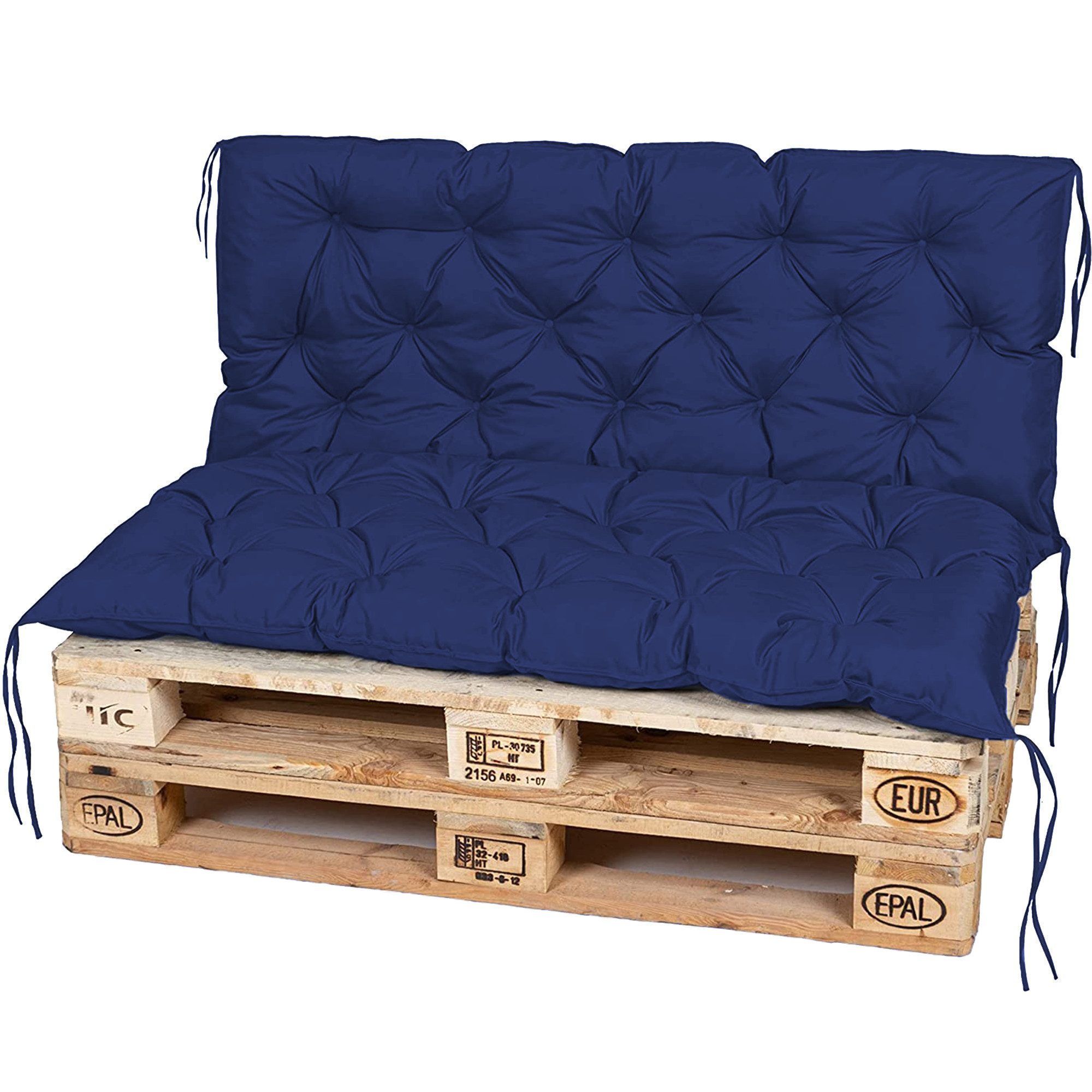 TexDeko Palettenkissen TexDeko-Garden Palettenauflage mit Rückenlehne gesteppt 120x60x50, (Sitzfläche 120x60cm + Rückenlehne 120x50cm)