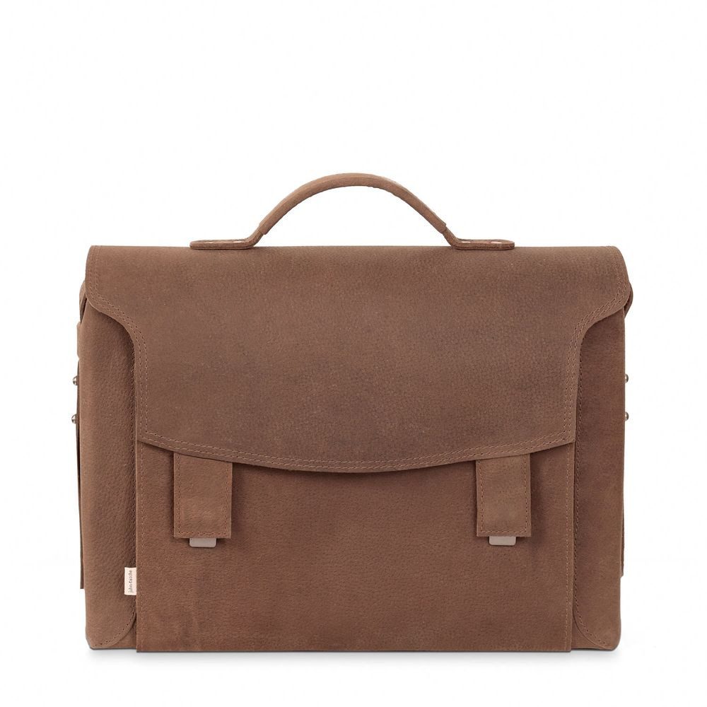 Jahn-Tasche Aktentasche Damen-Aktentasche, Leder Braun, Futter Grau, Jahn-Tasche 609