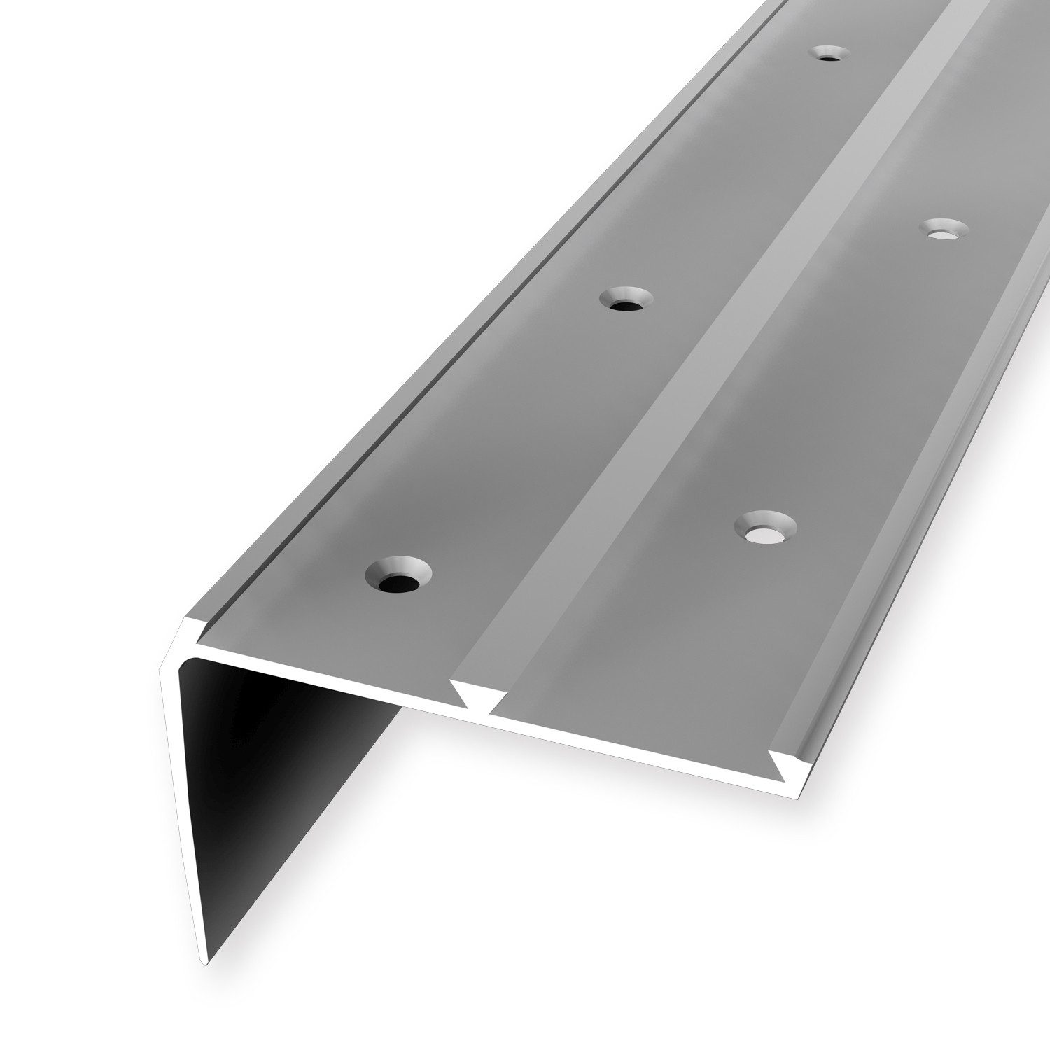 Küberit Treppenkantenprofil 46 x 67 x 2500 mm Winkelprofil Silber Gebohrt Aluminium