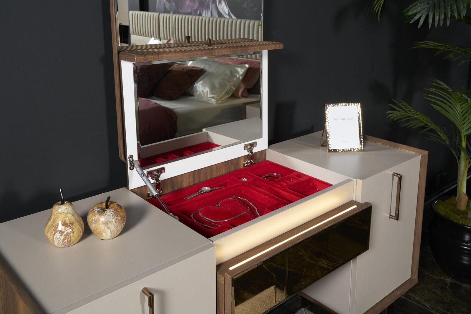 Schminktisch Nachttisch (Bett Bett Made In Schminktisch Set / Nachttisch JVmoebel Europe Spiegel, Spiegel), / Komplettes Schlafzimmer-Set Schlafzimmer / 2x