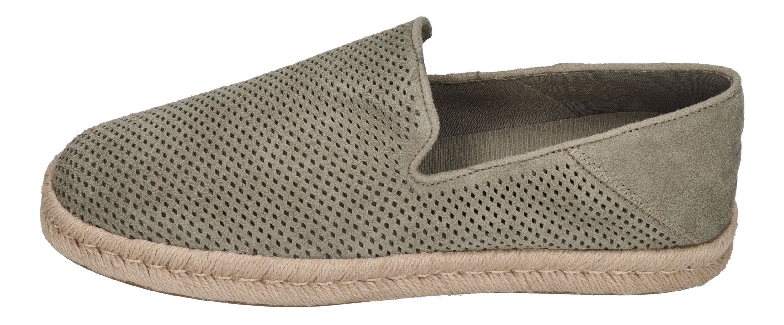 TOMS SANTIAGO Espadrille Vetiver Grey Diamond Perforated Suede – Bild 5 von 5