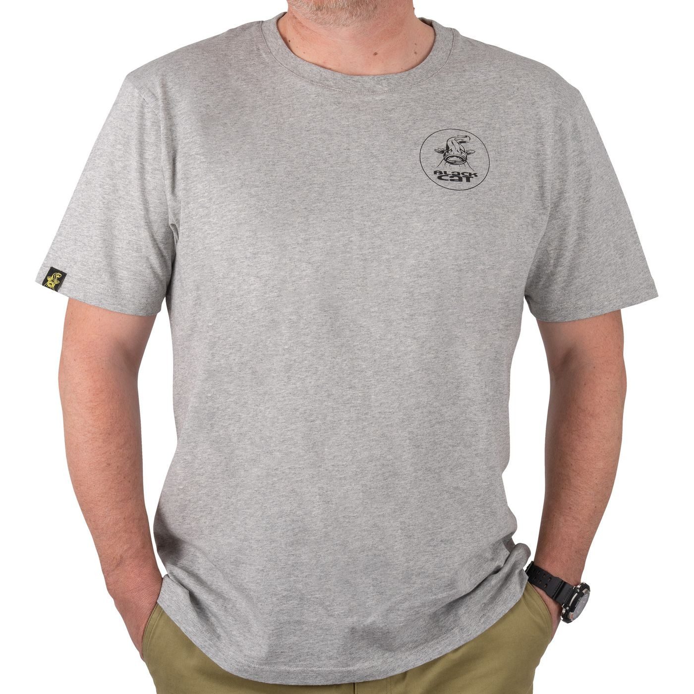 Black Cat T-Shirt Black Cat Grey Marl T-Shirt - Angelshirt