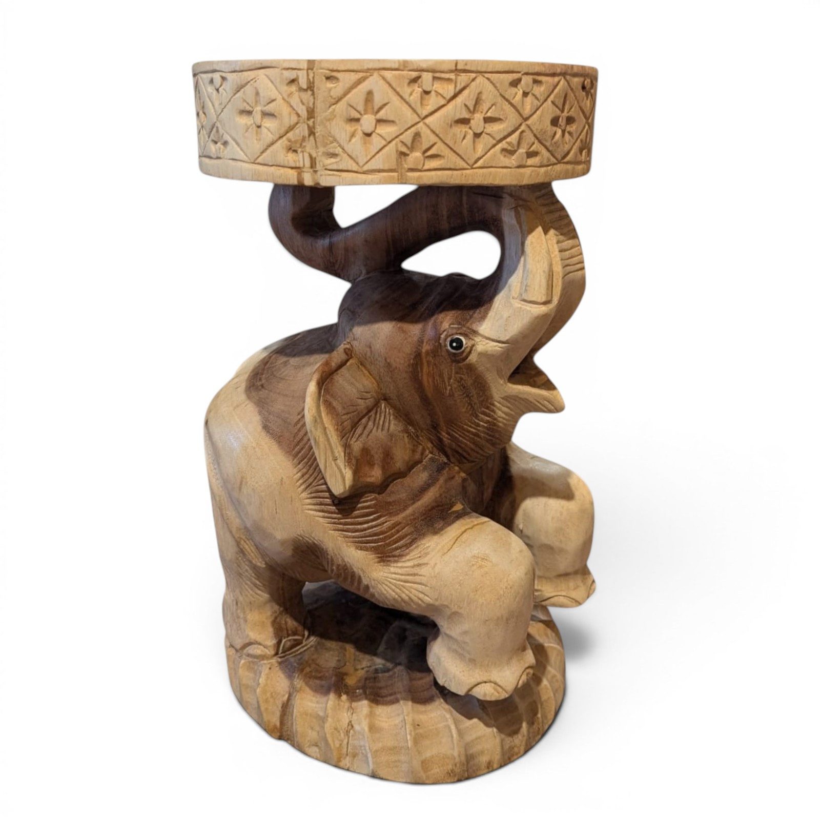 Kinaree Blumentisch Beistelltisch Massivholz Elefant handgeschnitzt Thailand Blumenständer, Schnitzerei, Unikate, Akazie Massivholz, handgeschnitzt