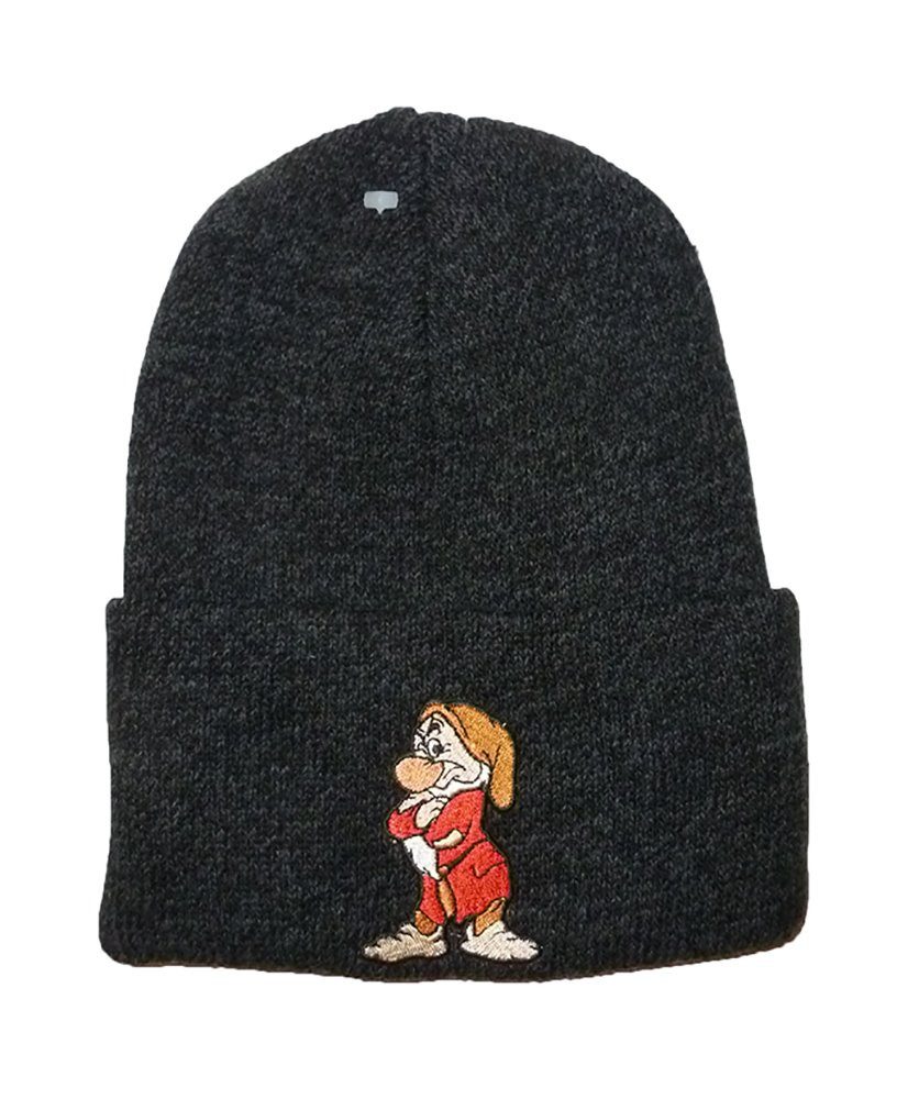 King Kameha Beanie Wintermütze Disney Grumpy, Anthrazit mit lizenzierter Stickerei