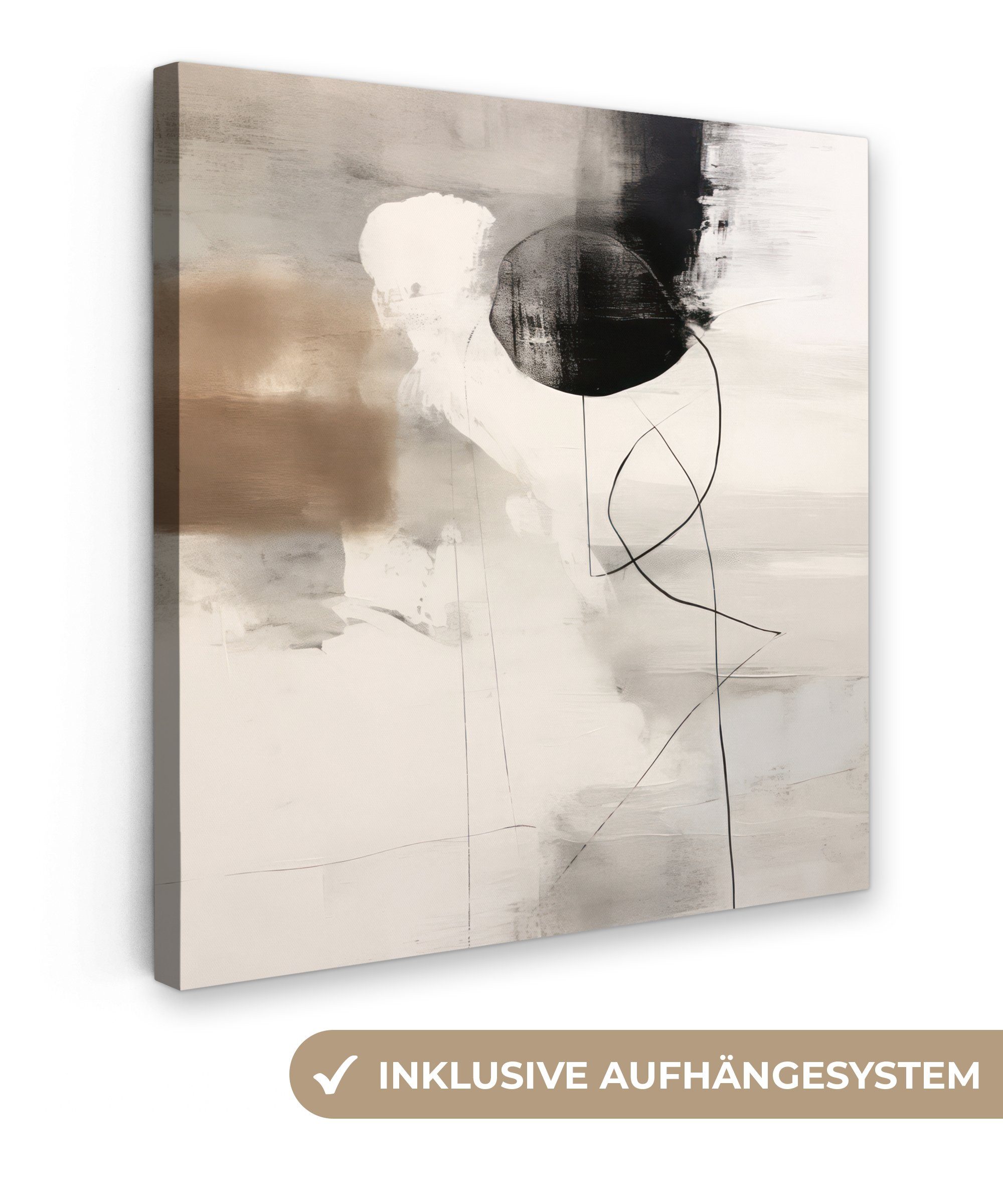 OneMillionCanvasses® Leinwandbild Abstrakte Kunst - Grau - Industriell, (1 St), Leinwand Bilder für Wohnzimmer Schlafzimmer, 20x20 cm