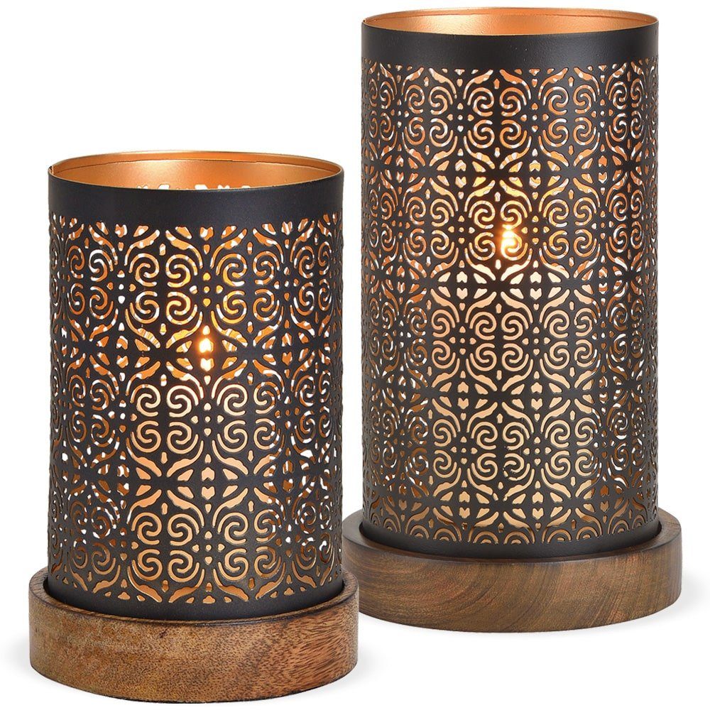Design im Metall Kerzenständer auf HOBBY orientalischen matches21 & Holzsockel Windlicht HOME