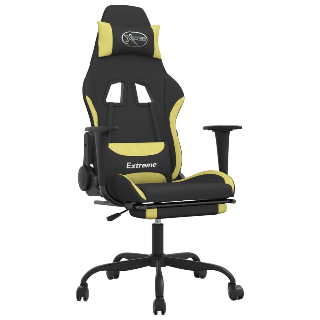 furnicato Gaming-Stuhl Massage St) Hellgrün Stoff (1 & Schwarz mit und Fußstütze