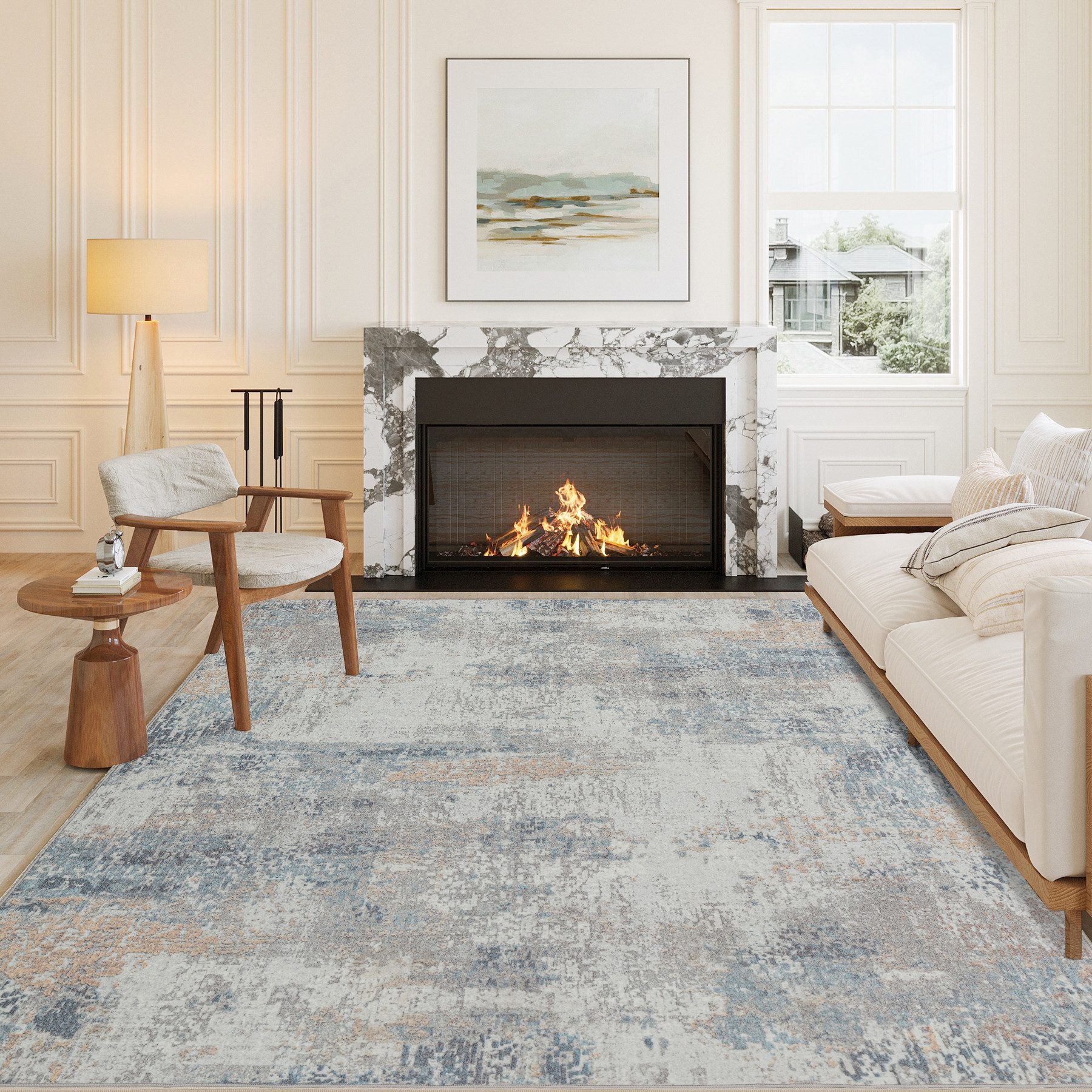 PURECOZY Teppich Moderner Abstrakter Stil, Kurzflor & Weich, Waschbar & Pflegeleicht, Rechteckig, Höhe: 6.1 mm, Geeignet für verschiedene Innenräume, 60 x 90 cm