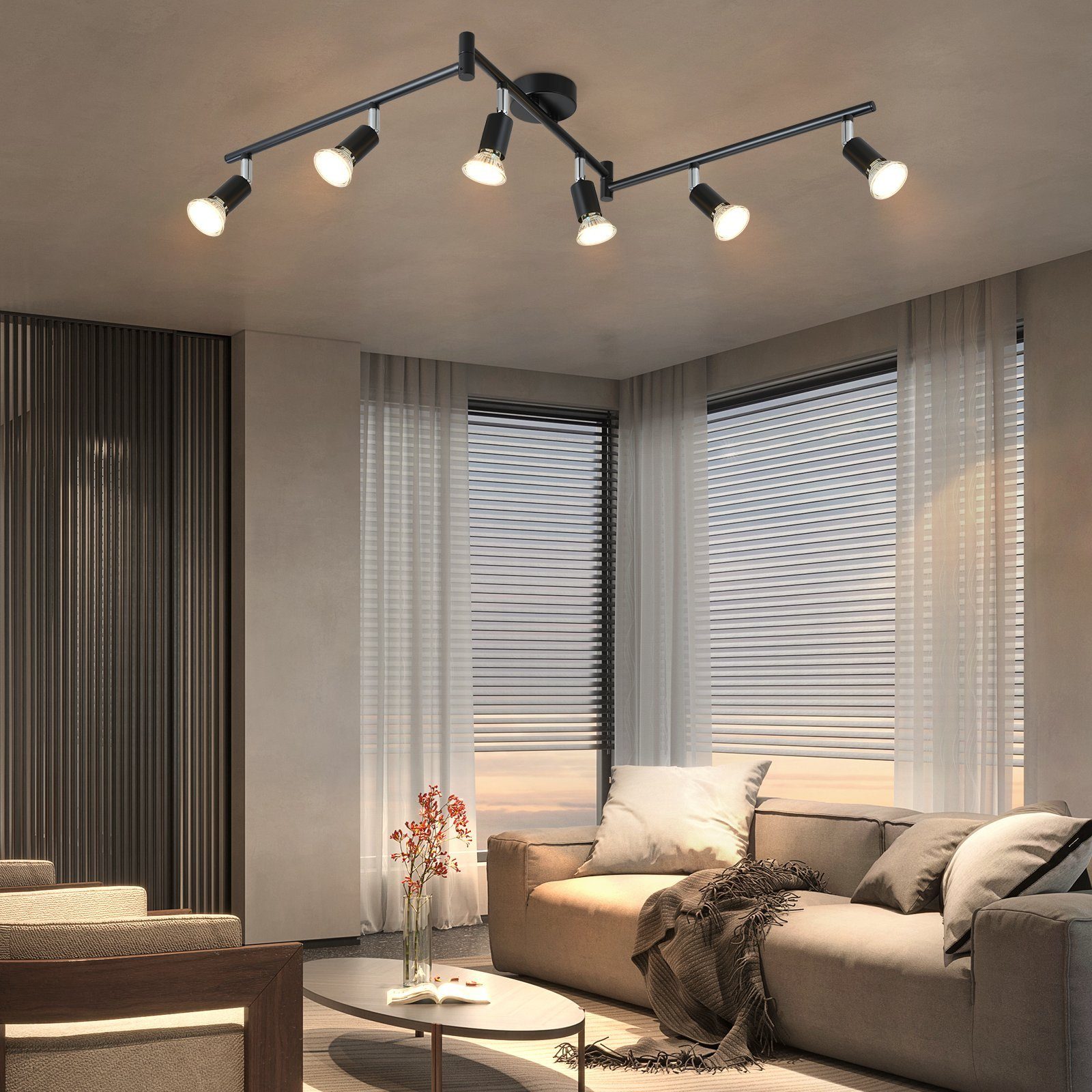 Nettlife Deckenstrahler 1/2/3/4/6 Flammig Wand Modern Deckenleuchte, Schwen günstig online kaufen