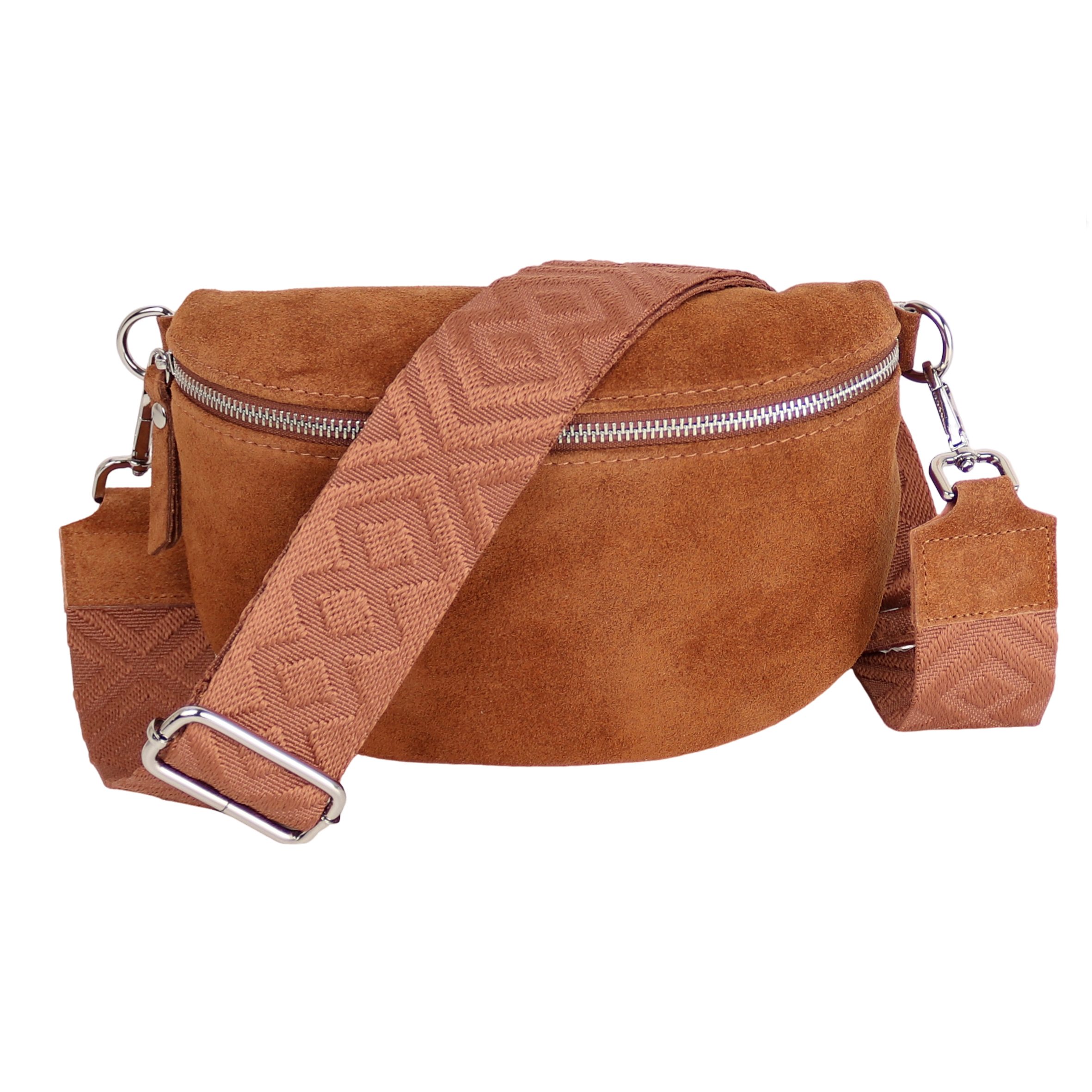 MIRROSI Bauchtasche Damen, Echtleder,Leder, Made in Italy, Umhängetasche, Brusttasche, (Schultertasche für jeden Anlass (1 Tasche & 2 Gurte), 3 Größen auswählbar), Crossbody Bag, gemusterten& verstellbaren Schulterriemen