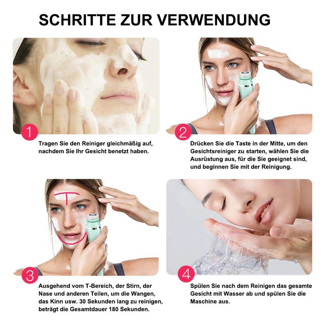 SOTOR Gesichtsreinigungsbürste Gesichtsreinigungsbürste,3 Grün Geschwindigkeiten Gesichtsreinigungsgerät