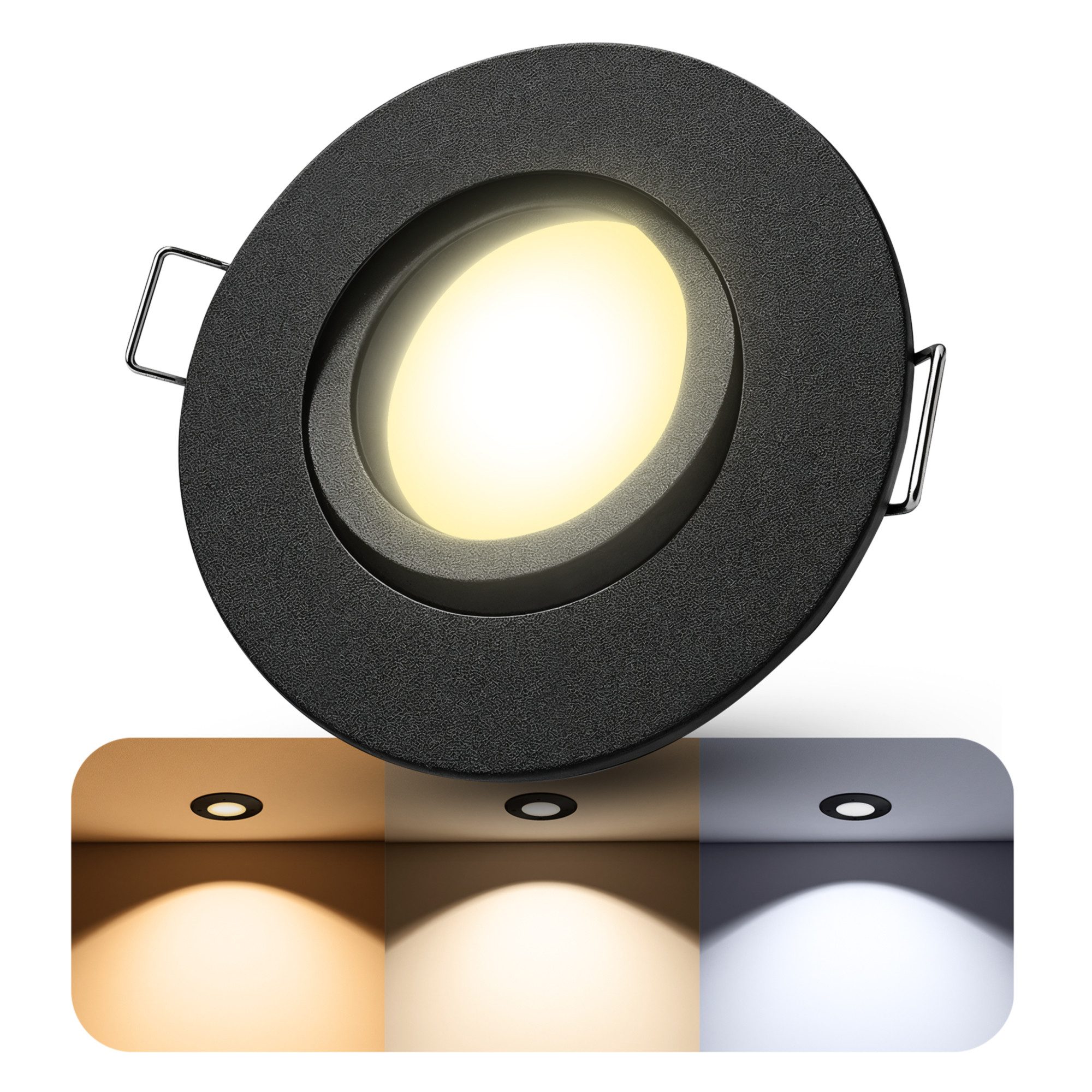 SSC-LUXon LED Außen-Deckenleuchte ORVIA Deckenspot IP65 Außen schwenkbar LumiFLEX Birne 4W 3 Lichtmodi, Neutralweiß, Warmweiß, Tageslichtweiß