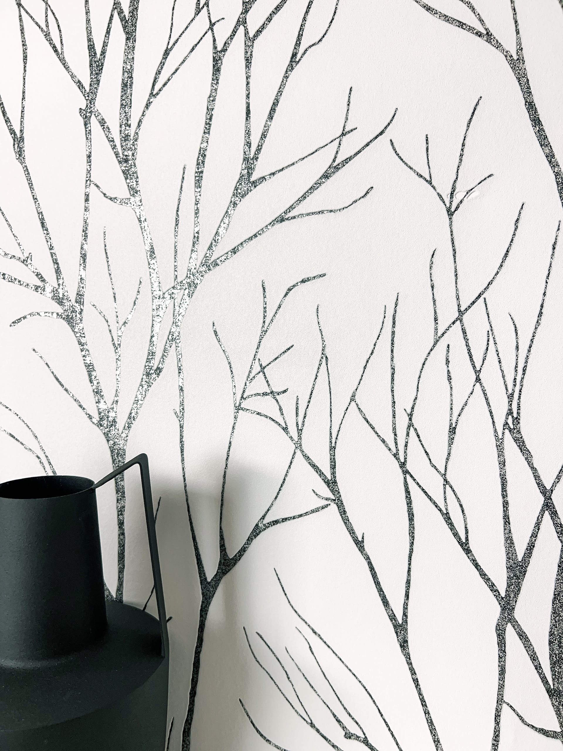 Newroom Vliestapete Spike Black Tapete Blumentapete Äste,Zweige, Weiß Tapet günstig online kaufen