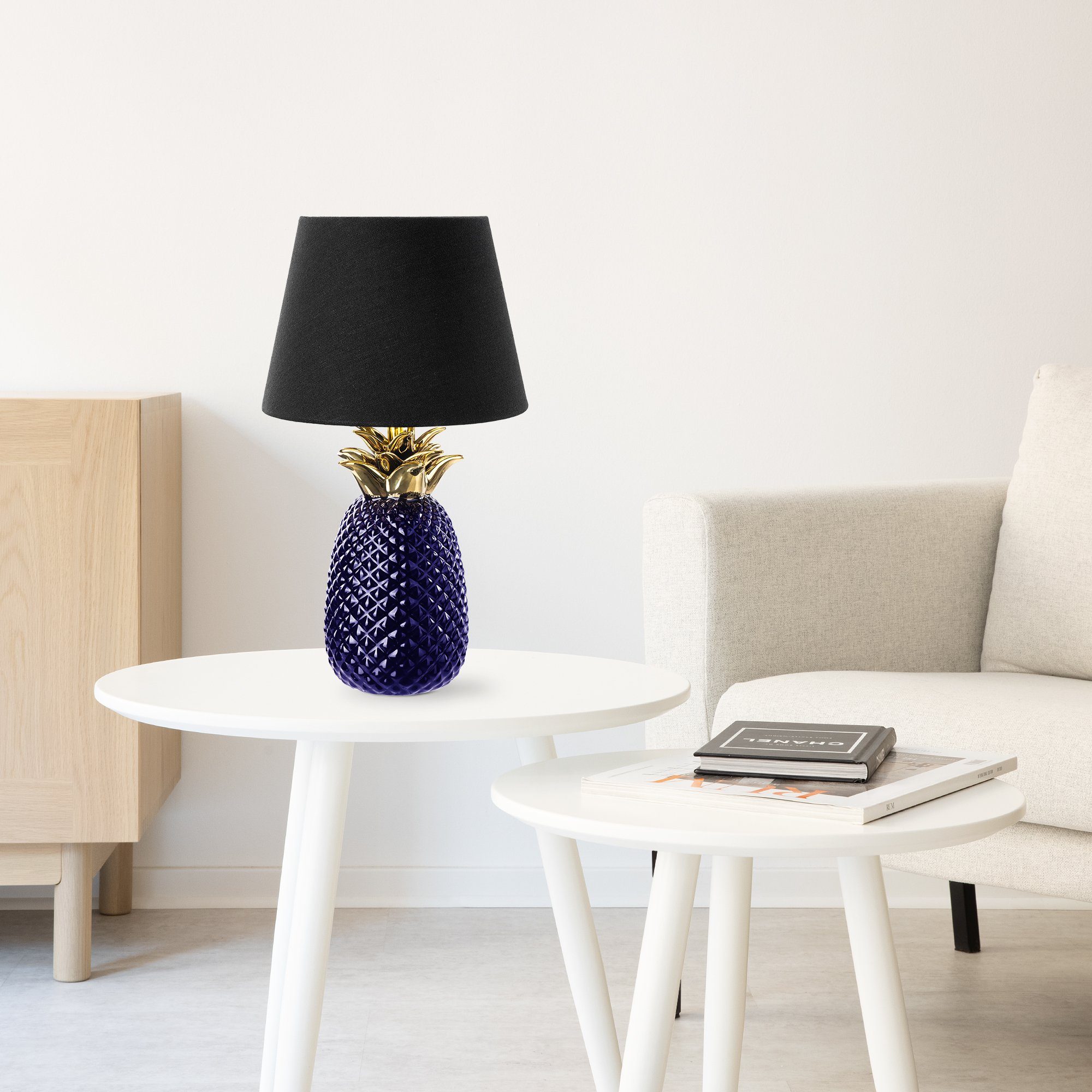 Tischlampe Dekolampe - hoch Gewinde E27 Design mit Navaris Purple Tischleuchte Ananas Hyacinth 40cm -