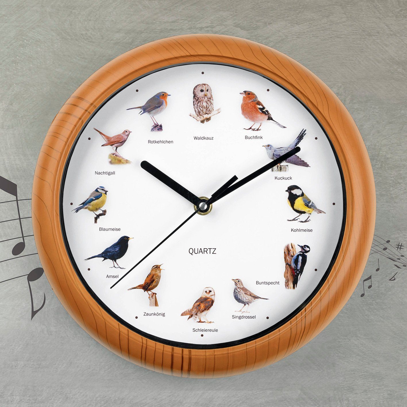 EASYmaxx Wanduhr mit 12 Singvogelgesang mit naturgetreuen Vogelmotiven (Aut günstig online kaufen