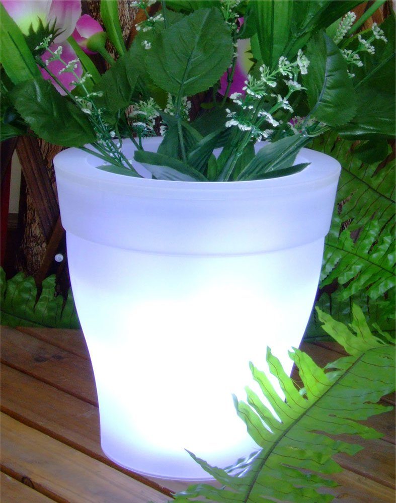 Set LED LED 2er Solar Blumenkübel Blumentopf Solarleuchte, LED-Leuchtmittel fest verbaut, etc-shop leuchtend Beleuchtung