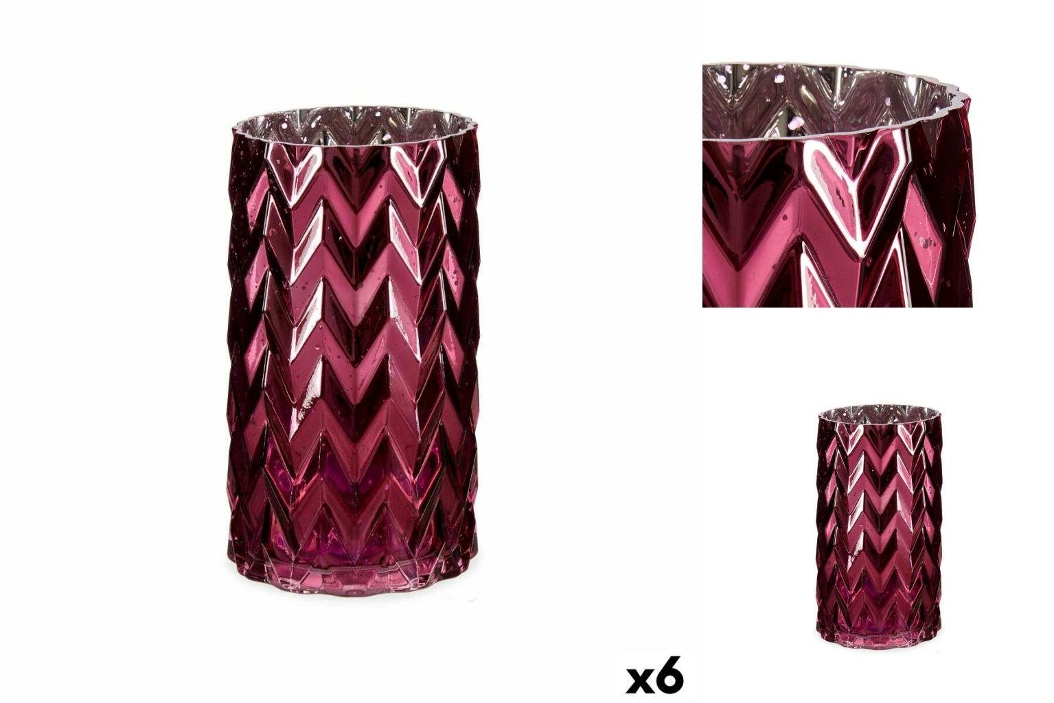 6 Rosa 11,3 11,3 Stück Stachel Glas Vase Dekovase x Decor Schnitzerei cm x Gift 19,5