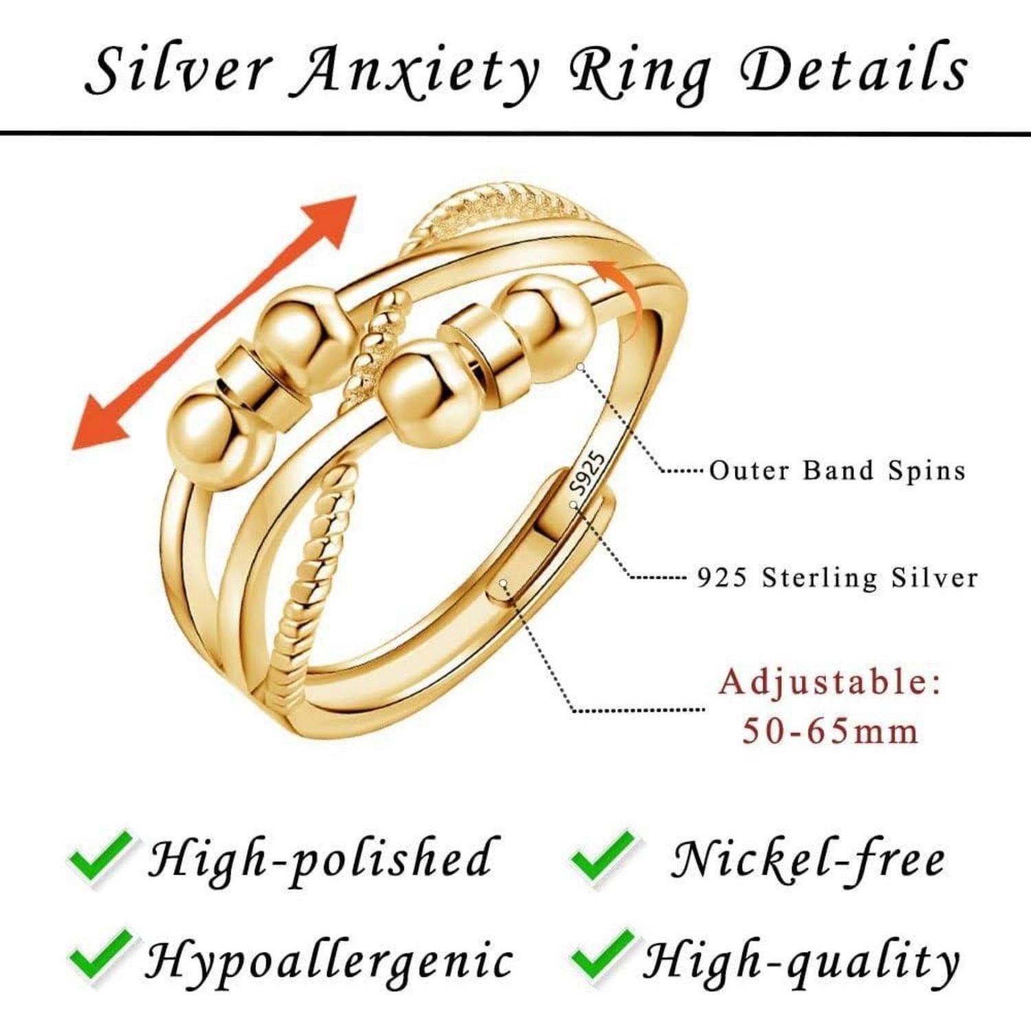 LuxusKollektion Silberring Ring 925 Sterling Silber Einstellbar Anti Stress günstig online kaufen