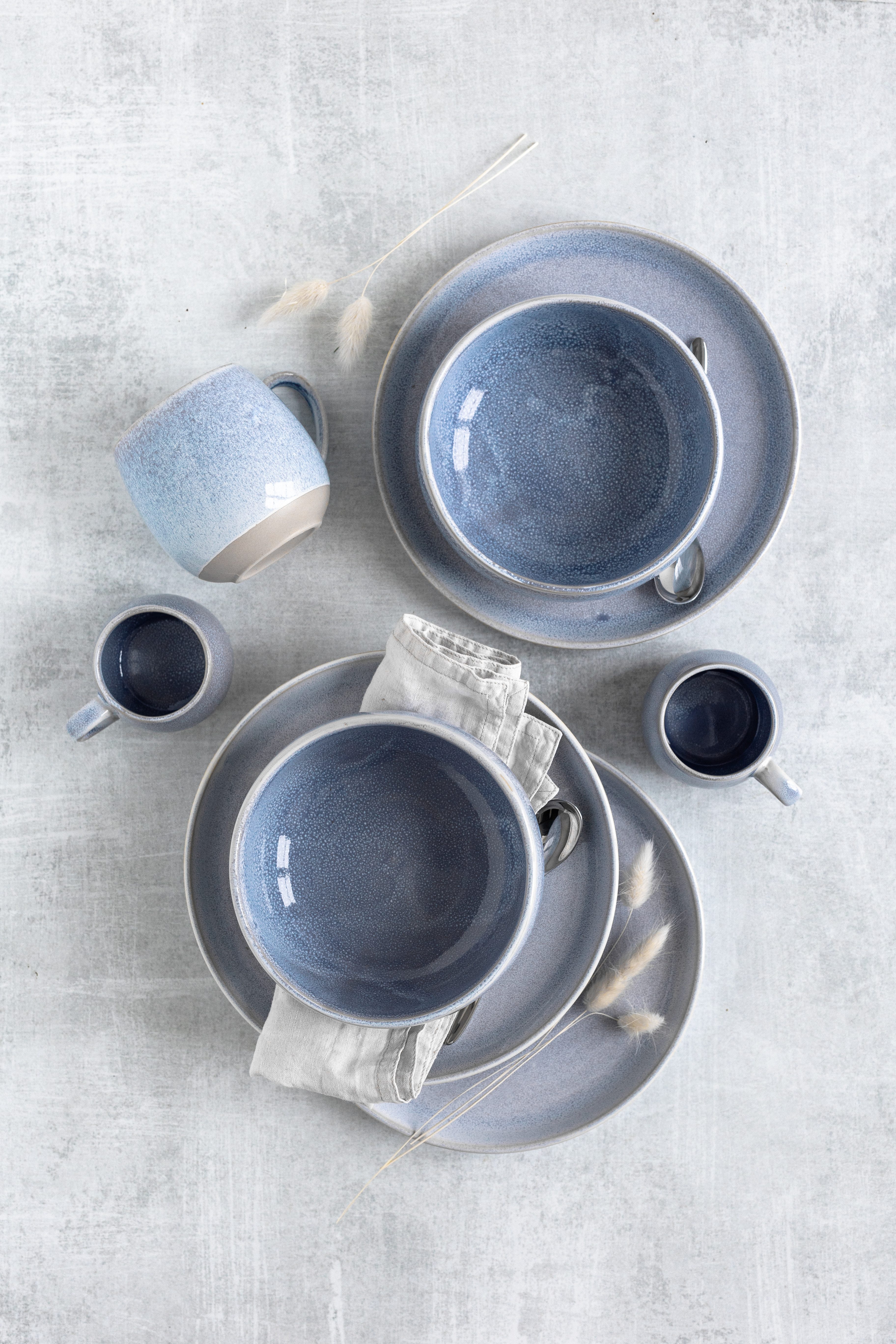 MÄSER Frühstücks-Geschirrset Aquata (16-tlg), 4 Personen, Steinzeug, Geschirr-Set, Service – Bild 5 von 5
