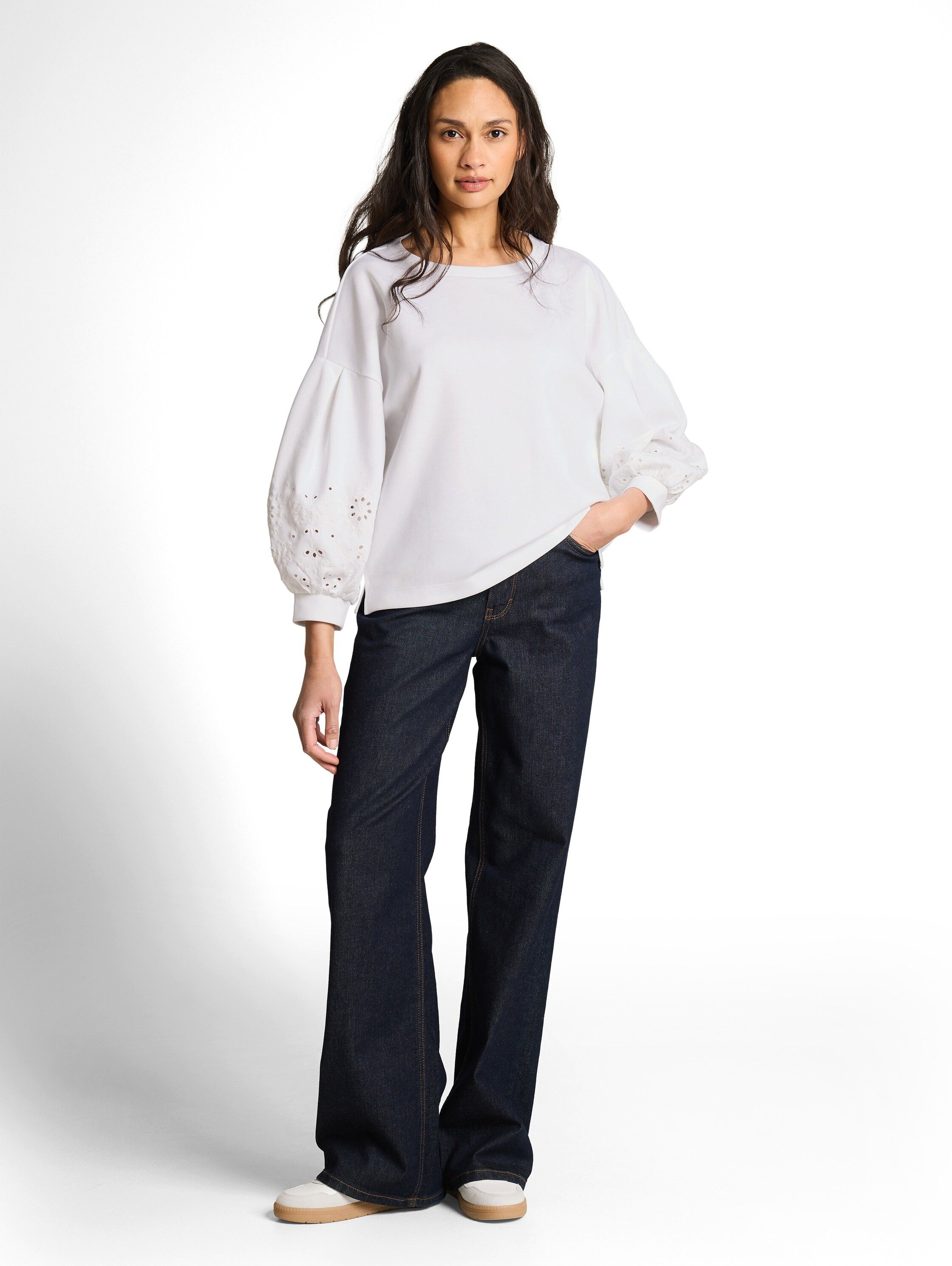 TOM TAILOR Rundhalspullover Boxy Sweatshirt mit Lochstickerei