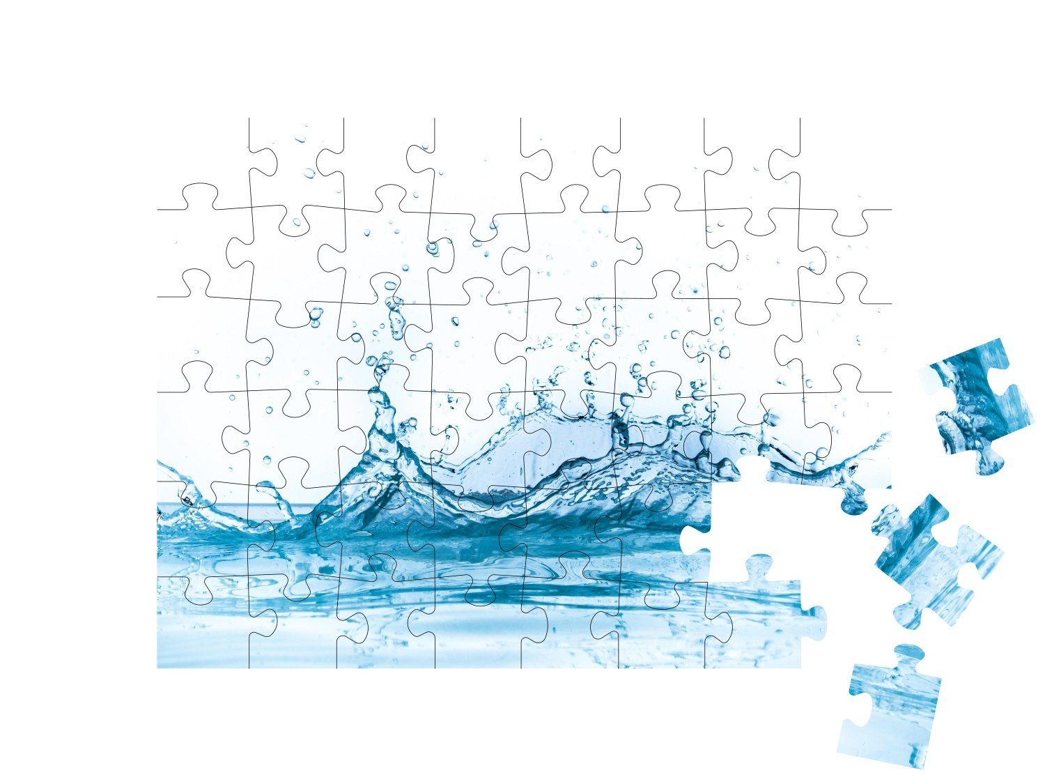 puzzleYOU Puzzle Wasserspritzer isoliert Hintergrund, Puzzleteile, auf 48 weißem Wasser puzzleYOU-Kollektionen