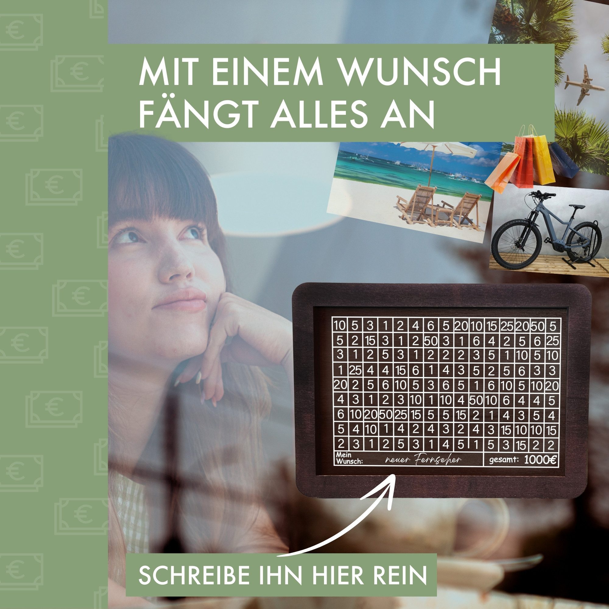 LumeeStar Spardose aus Holz mit Ziel – Motivierende Sparbox für Träume & Ziele