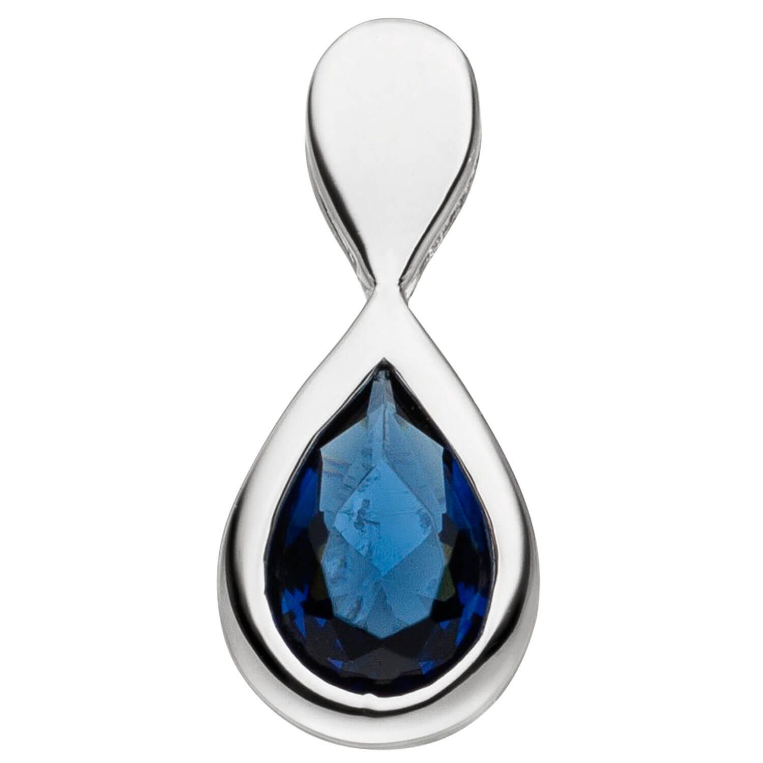 Schmuck Krone Kettenanhänger Anhänger aus 925 Silber mit Glasstein Tropfen, Silber 925