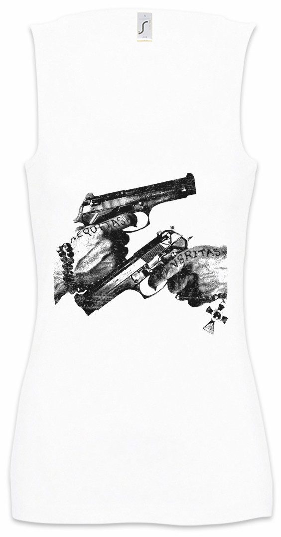 Urban Backwoods Tanktop Veritas Aequitas Ärmelloses Damen T-Shirt Boondock Tattoo Saints Art Convention Mafia Mob Artist