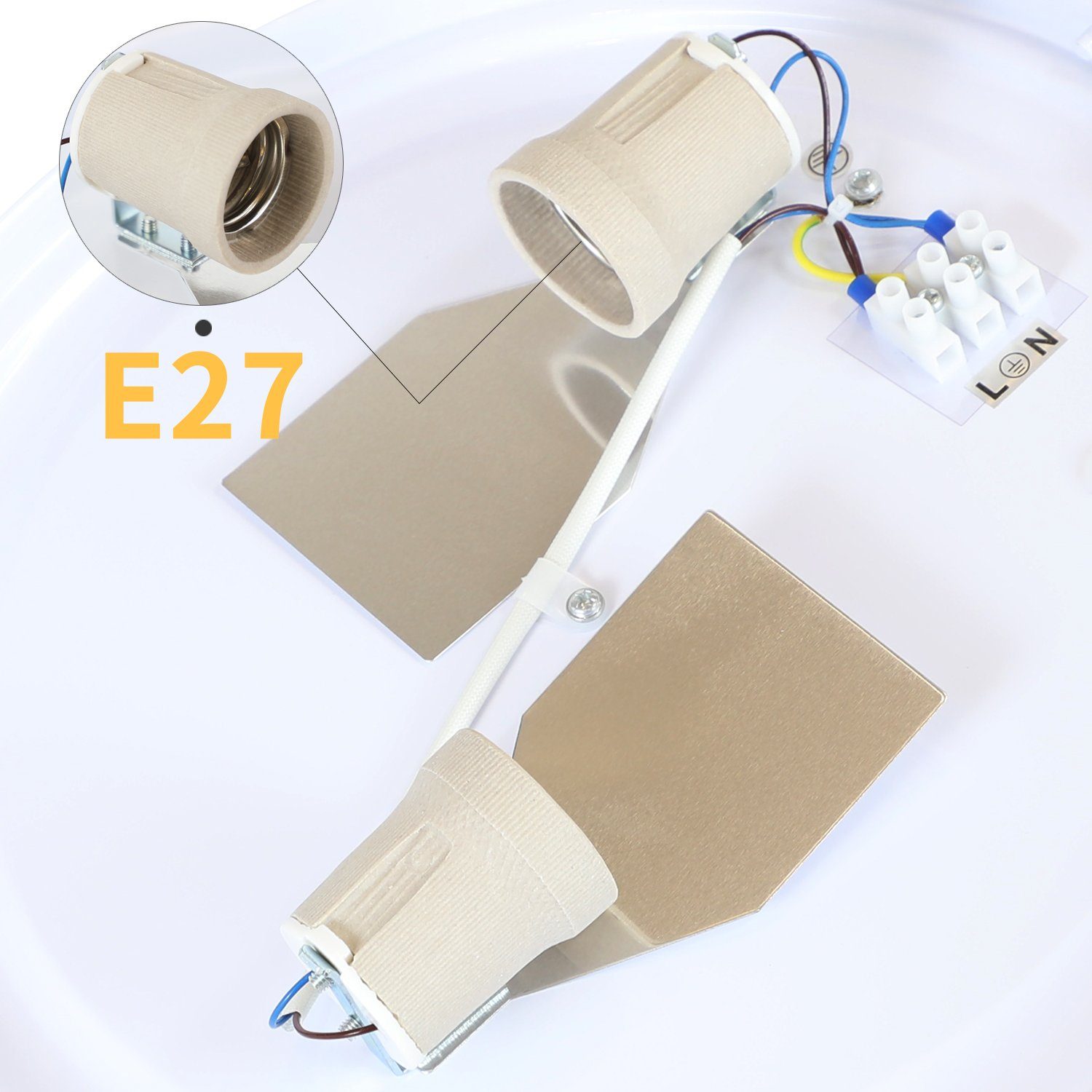 Weiß E27 LED 2 Deckenleuchte Runde Stoff, Nettlife Glühbirnen wechselbar