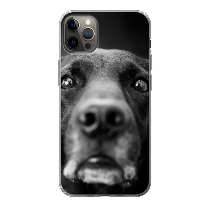MuchoWow Handyhülle Tierprofil Labrador Hund in schwarz und weiß Handyhülle Apple iPhone 13 Pro Max Smartphone-Bumper Print Handy