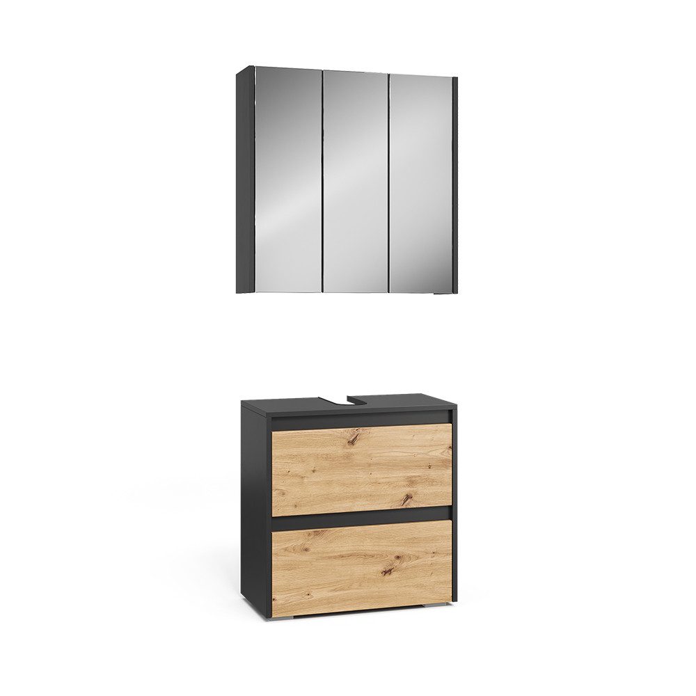 Vicco Badmöbel-Set Majest, Artisan-Eiche, 2-teilig, (2-St., 2er Set)