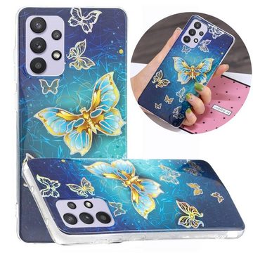 Wigento Handyhülle Für Samsung Galaxy A32 5G Silikon Case TPU Motiv Butterfly Schutz Muster Tasche Hülle Cover Etuis Zubehör