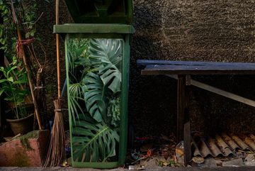 MuchoWow Wandsticker Pflanzen - Dschungel - Blätter - Tropisch (1 St), Mülleimer-aufkleber, Mülltonne, Sticker, Container, Abfalbehälter