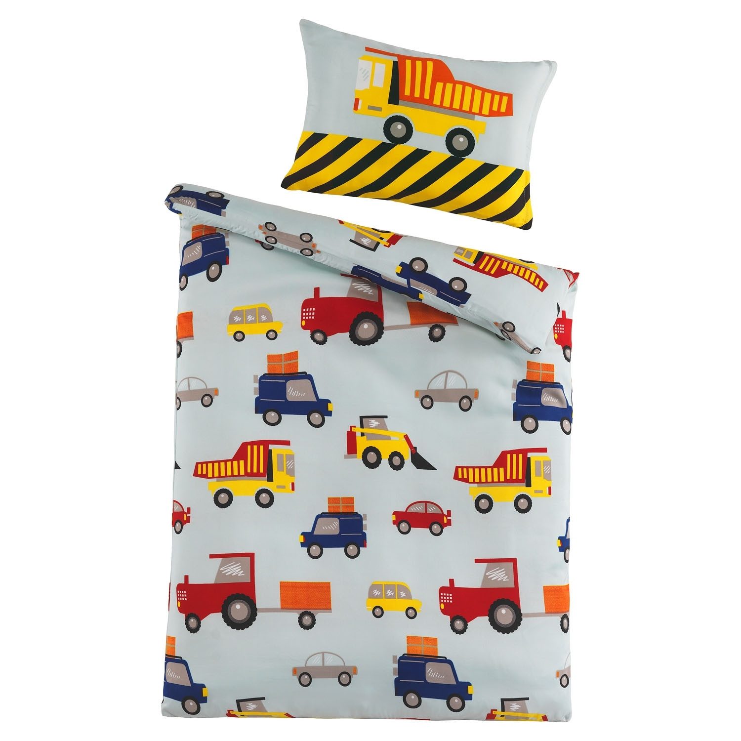 Holiday Heimtex Babybettwäsche BAUSTELLE, 100 x 135 cm, Blau, Gelb Rot, Pol günstig online kaufen