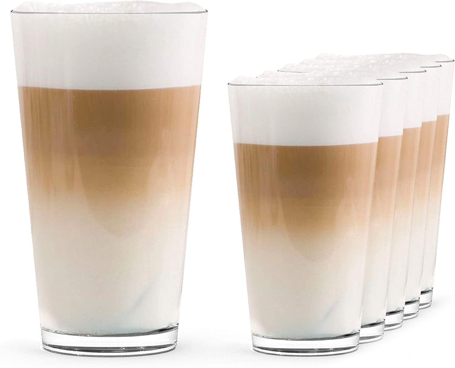 SAHM Latte-Macchiato-Glas Latte Macchiato Стекло Set 6 STK - Kaffee Latte Стекло, Edles Glas, 100% recycelbar