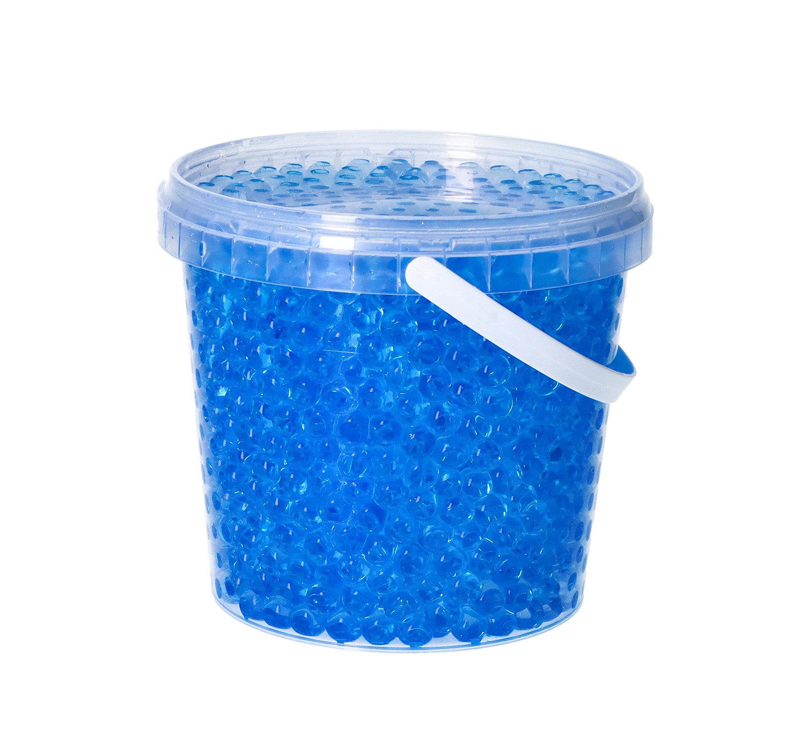 trendfinding Deko-Granulate 1 Liter Eimer Aqualinos Hydroperlen, Größe 0,8 bis 1,2 cm, Blau