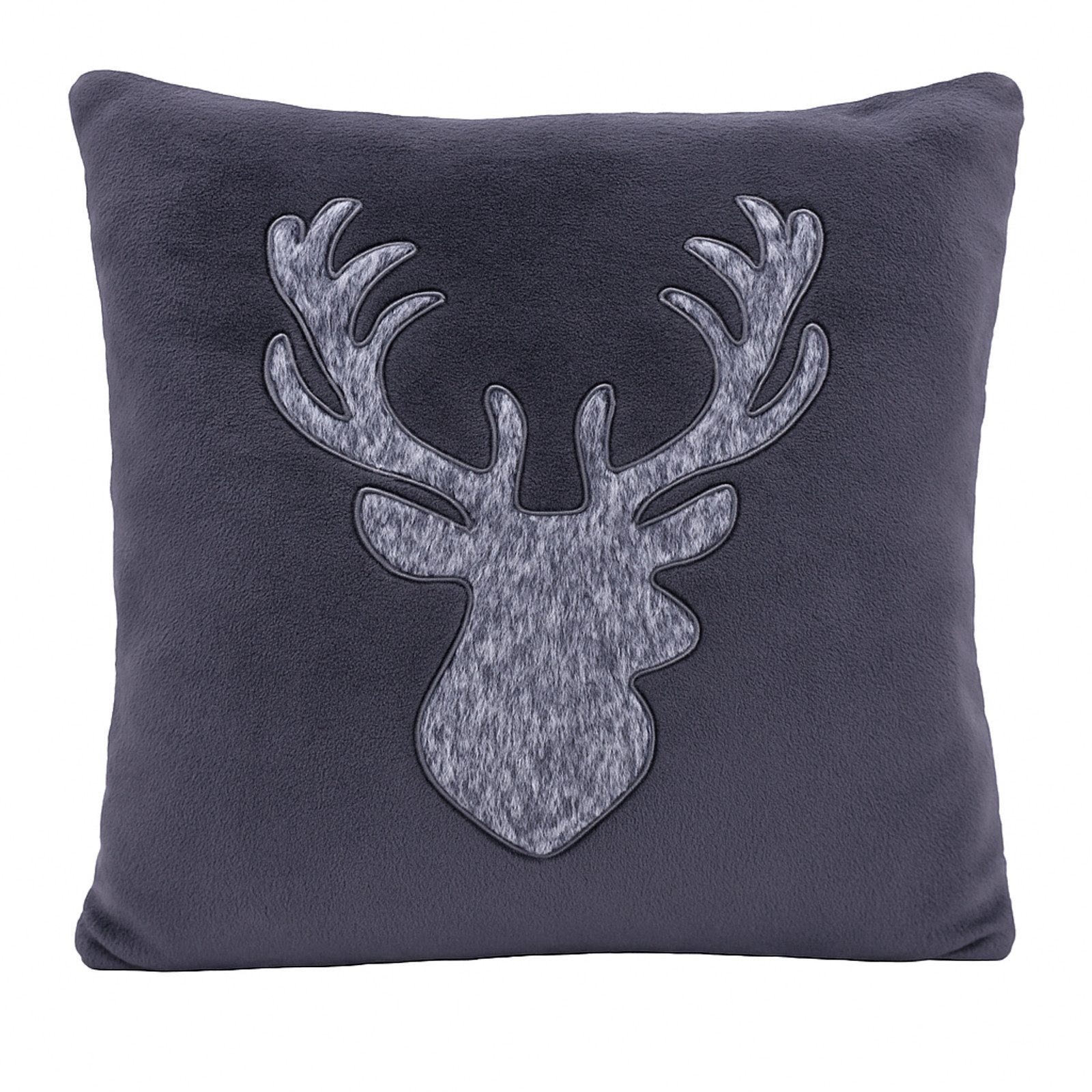 heimtexland Dekokissen Flanell Kuschelkissen Hirsch Landhaus Kissen Fell, verdeckter Reißverschluss, weich und flauschig