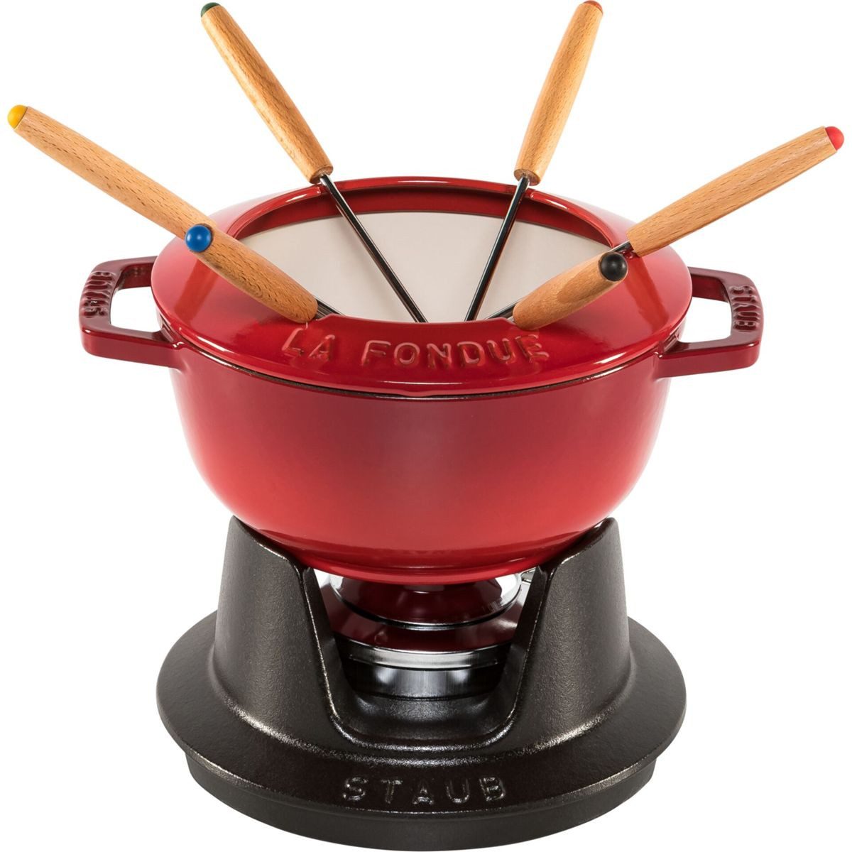 Staub Raclette und Fondue-Set La Fondue 18 cm kirschrot, Gusseisen