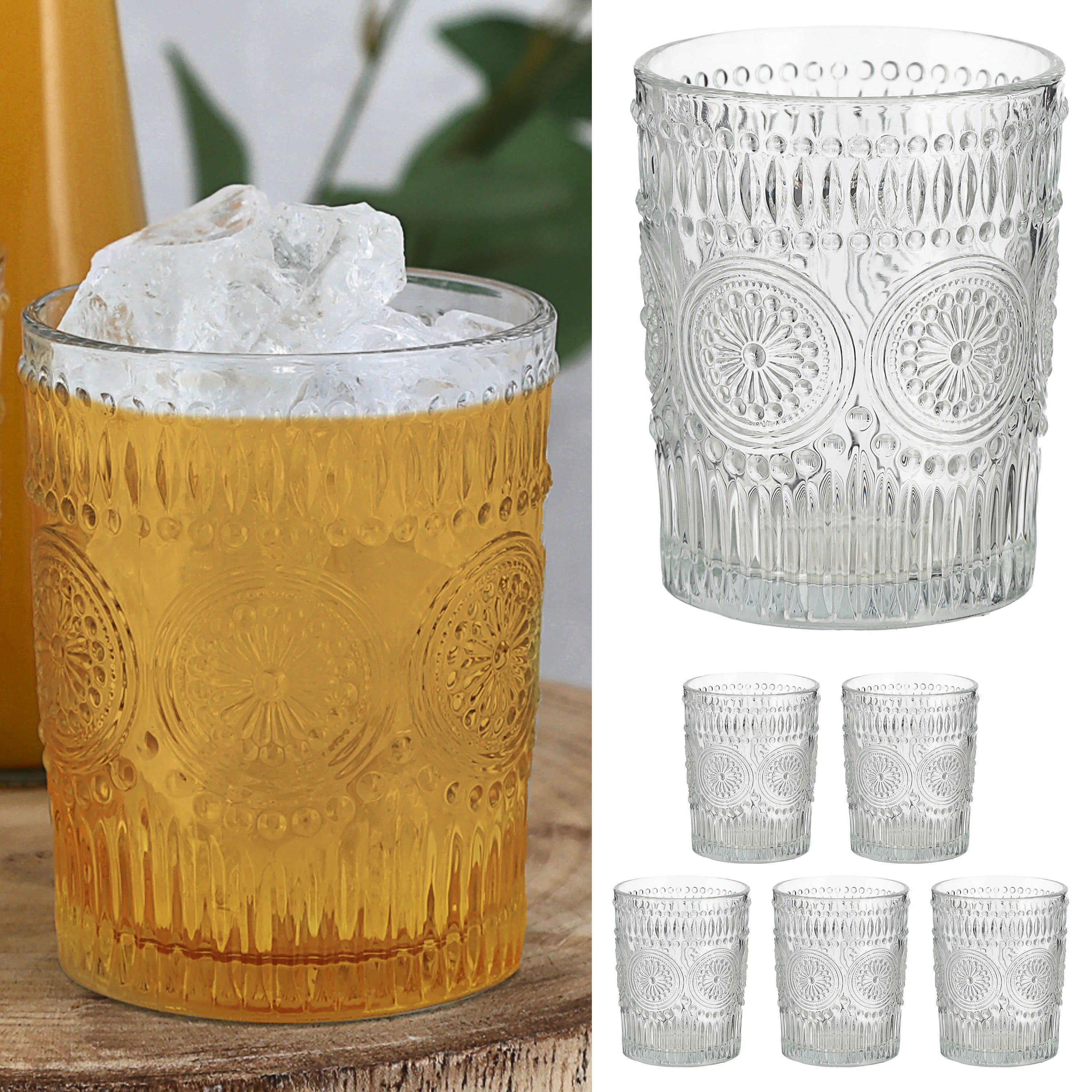 CEPEWA Glas Trinkglas 6er Set 'Mandala' Ø8x10cm 300ml Glas klar Getränkegläser