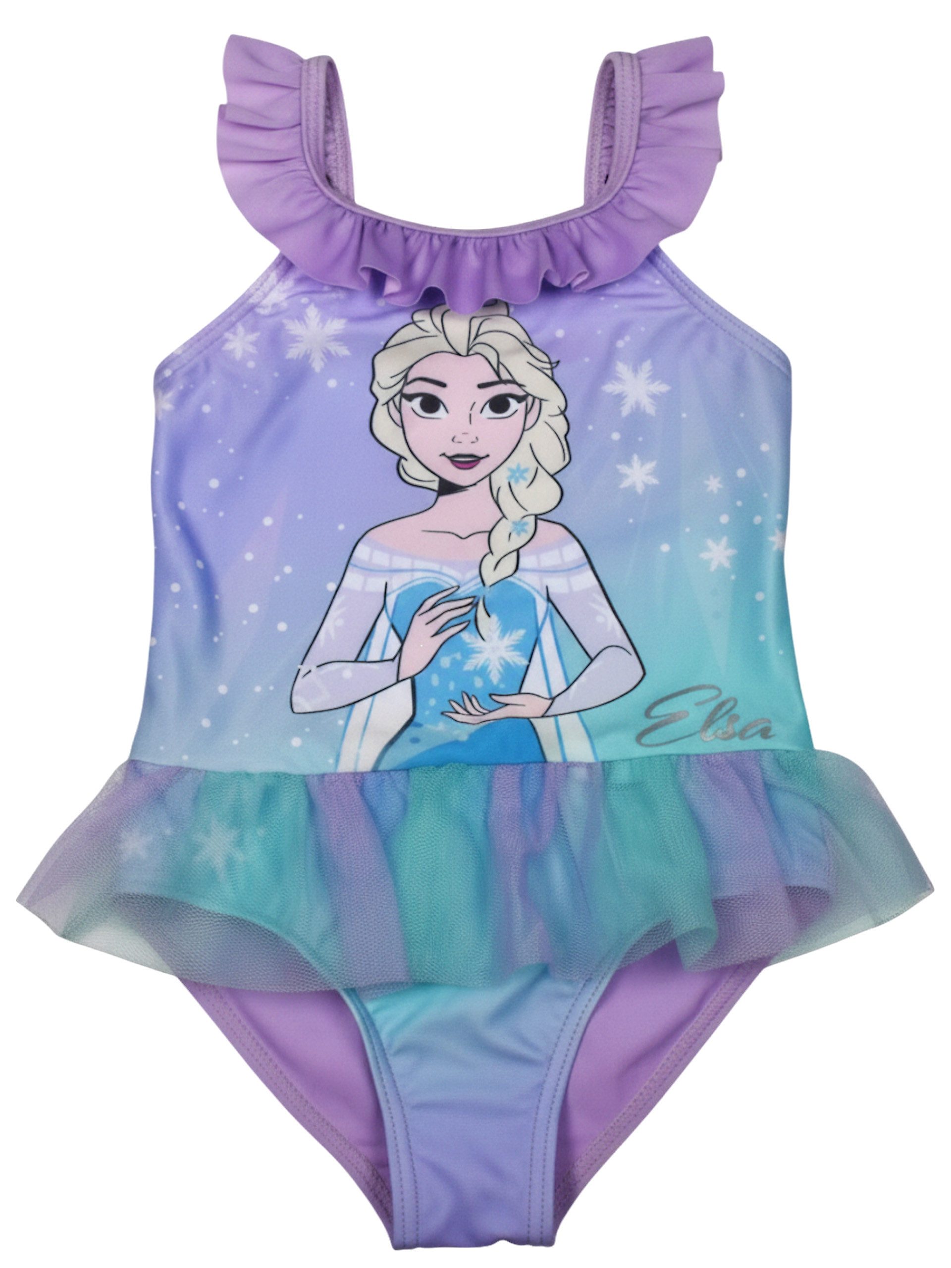 United Labels® Badeanzug Disney Die Eiskönigin Badeanzug mit Rüschen Elsa Frozen Einteiler
