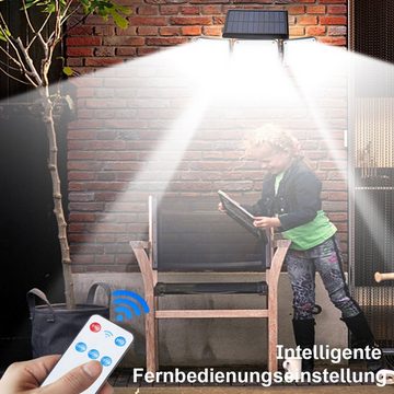 DOPWii LED Gartenleuchte LED Solarleuchte,LED Solarlampe Fluter für Außen Garten 3 Köpfe, LED fest integriert, LED fest integriert,280 LEDs Wandleuchte,mit Bewegungsmelder,3 Modi