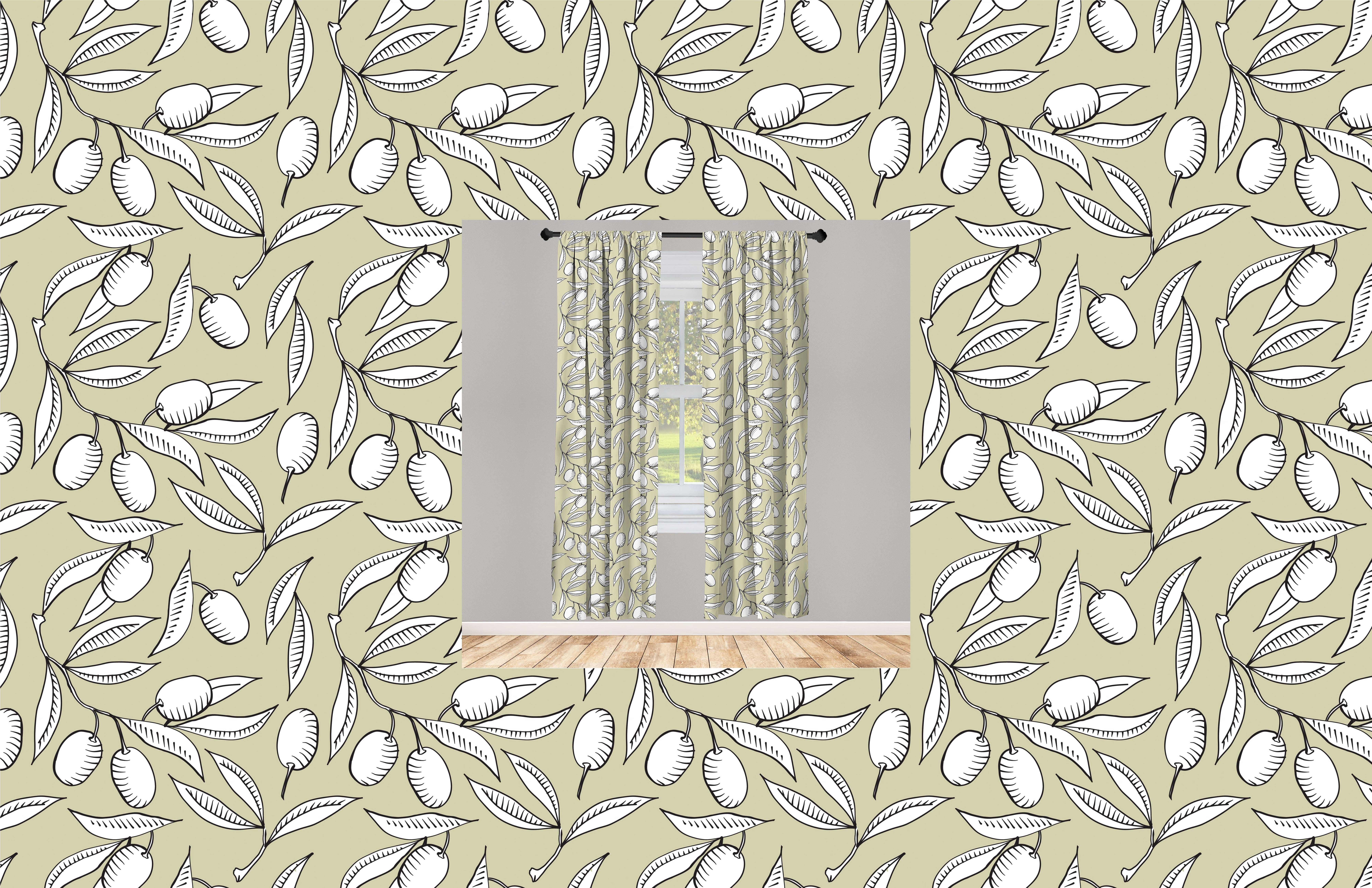 Gardine Vorhang für Wohnzimmer Schlafzimmer Dekor, Abakuhaus, Microfaser, Natur Olive Tree Branches Entwurf