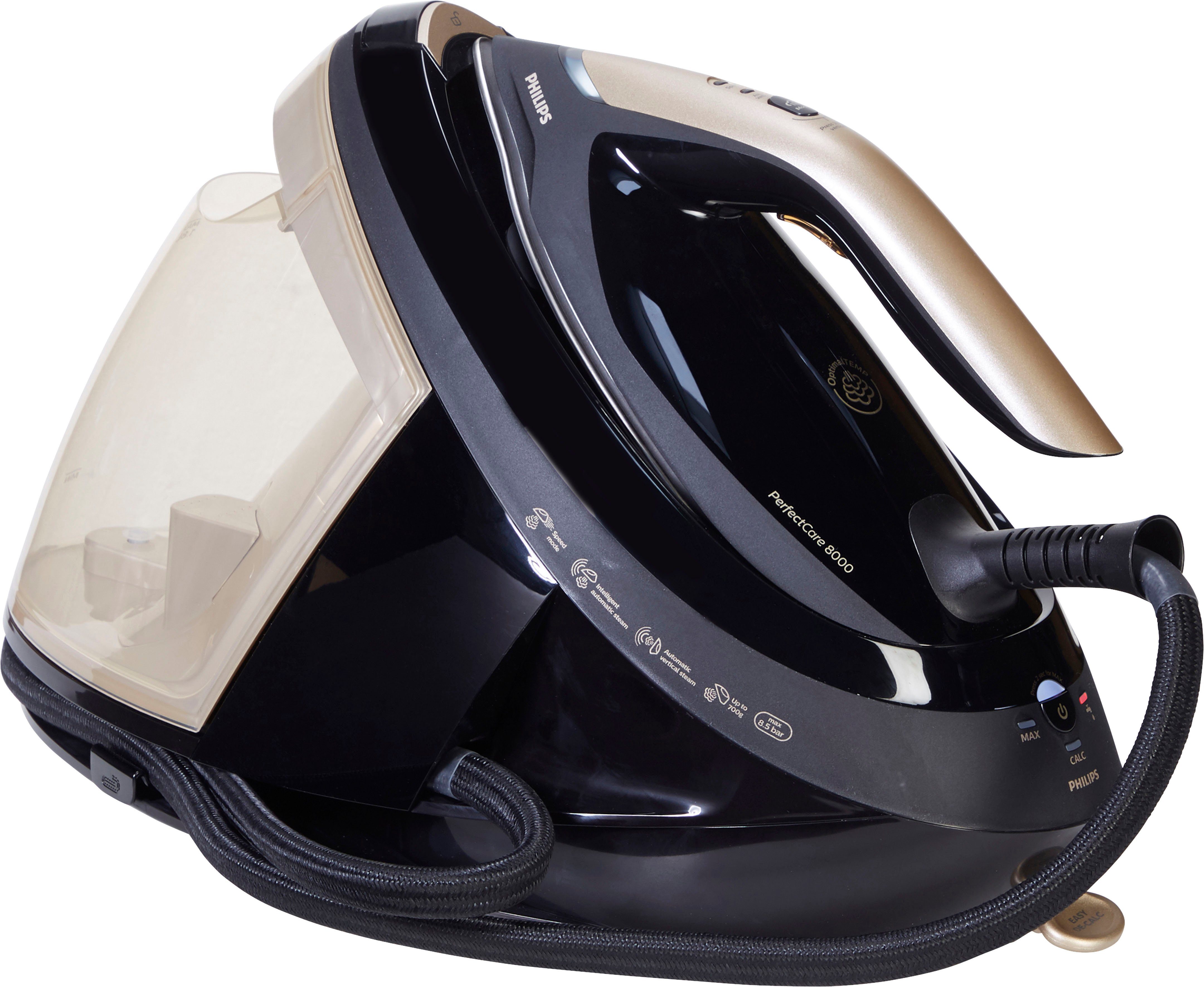 Philips Dampfbügelstation PerfectCare 8000 Series PSG8140/80, 1800 ml Wassertank, 2.700 Watt, OptimalTemp & DynamicQ Sensor, 700 gr Dampfstoß