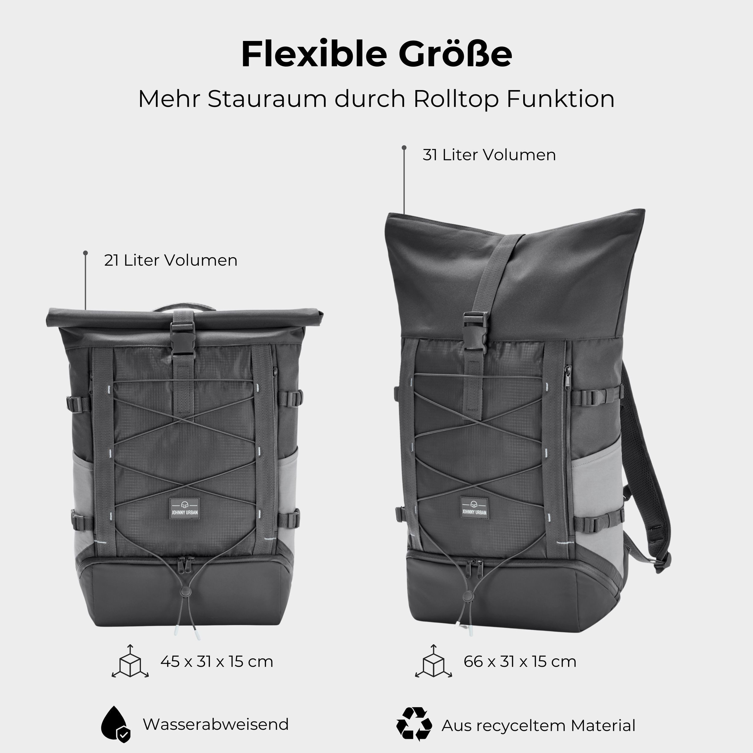 Johnny Urban Cityrucksack Allen Large Move, Rolltop Damen Herren (1-tlg), Wandern, Trekking, Outdoor, Wasserabweisend