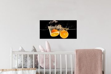 MuchoWow Wandsticker Orange - Stillleben - Wasser - Schwarz - Obst (1 St), Wandaufkleber, Repositionierbar, Wandtattoo, Selbstklebend, Sticker