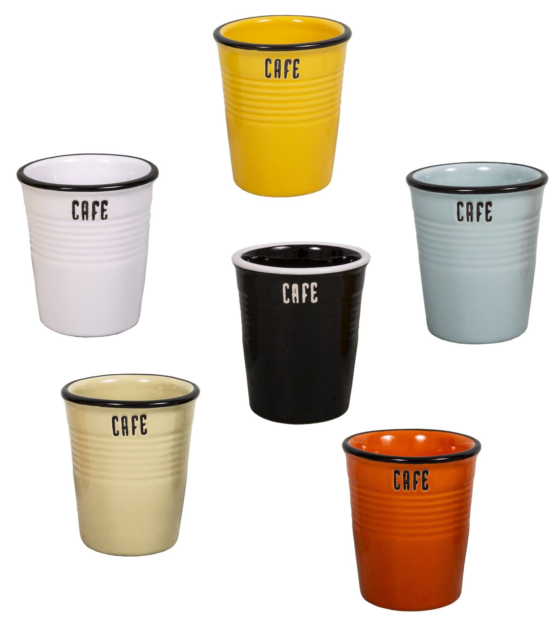 AnticLine Tasse 6er Set Becher Kaffeebecher Tasse Kaffeetasse CAFE 120ml Antic Line