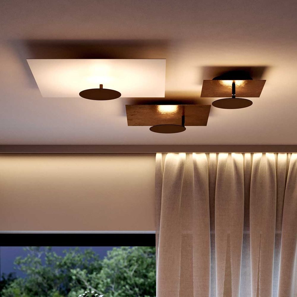 s.luce Deckenleuchte LED Wandlampe Deckenlampe Plate Blattgold, Warmweiß günstig online kaufen