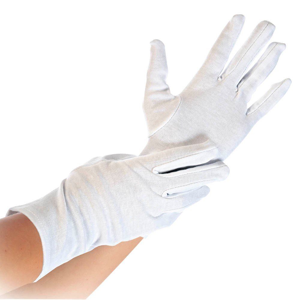 HYGOSTAR Baumwollhandschuhe 12 Paar Baumwollhandschuhe Blanc gebleicht weiß Gr. L/9