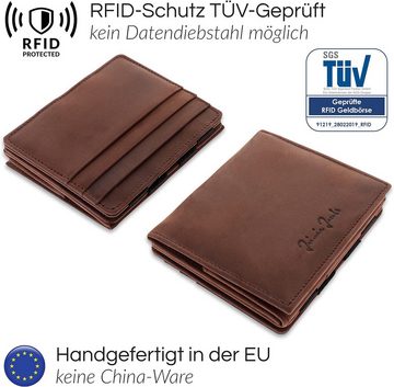 Jaimie Jacobs Geldbörse (Herren Groß Vintage Leder Geldbörse, Herren Portemonnaie mit RFID Schutz), Flap Boy - Das Original Magic Wallet mit Kleingeldfach Herren echtes